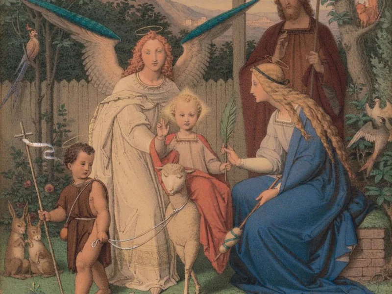 1837-Franz Heinrich Commans - La Sacra Famiglia con il fanciullo Giovanni e un angelo